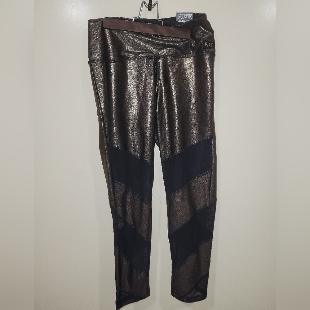 Ultimate Shiny Bronze and Black Mesh Leggings